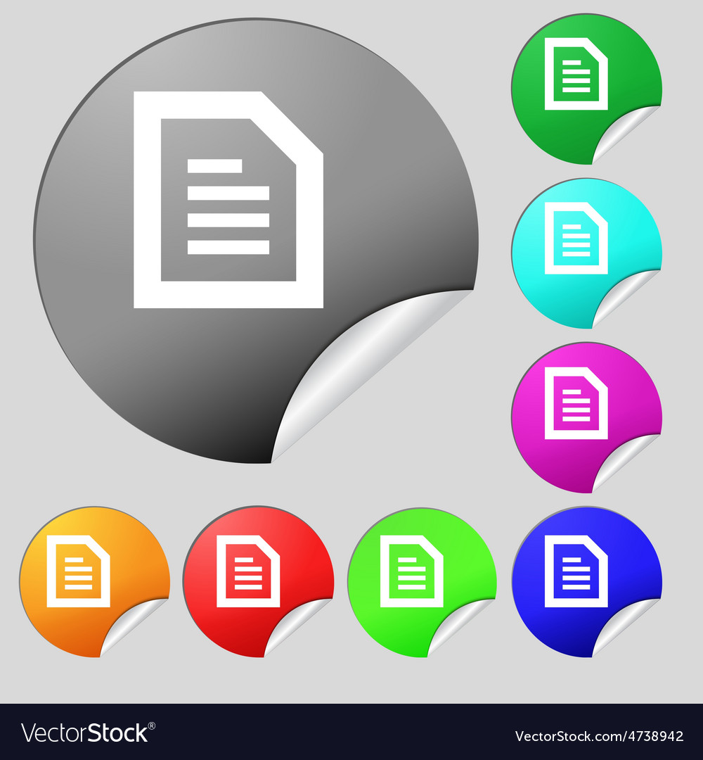 Text file document icon sign set of eight
