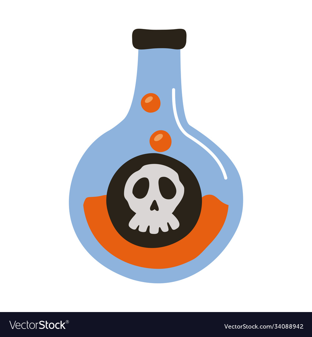 Witch spell in flask flat style icon