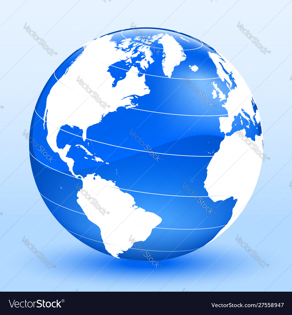 Detailed world globe in three dimensions blue