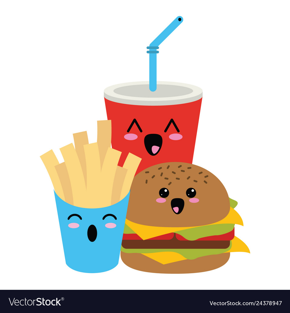 Fast food kawaii cartoon Royalty Free Vector Image