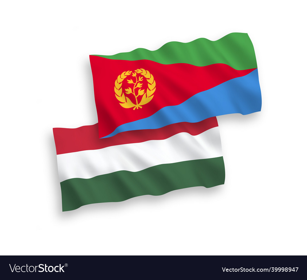 Flags of eritrea and hungary on a white background