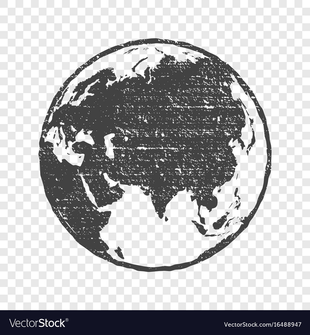 Grunge texture gray world map globe transparent Vector Image