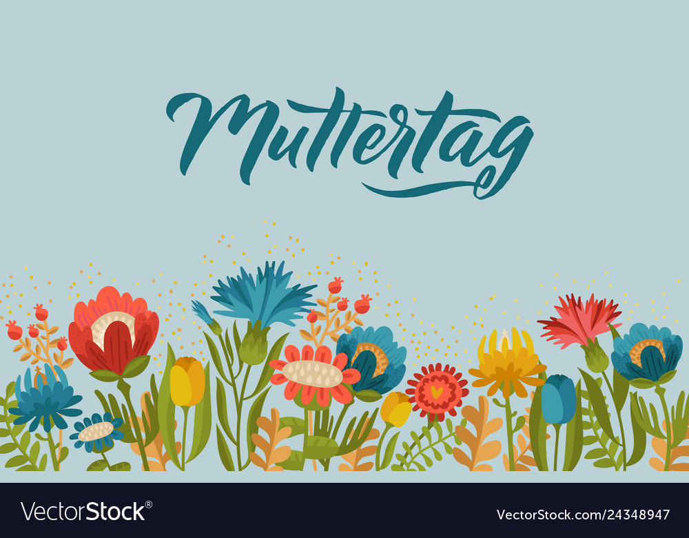 Happy Mothers Day Germany Design On Floral Vector Image