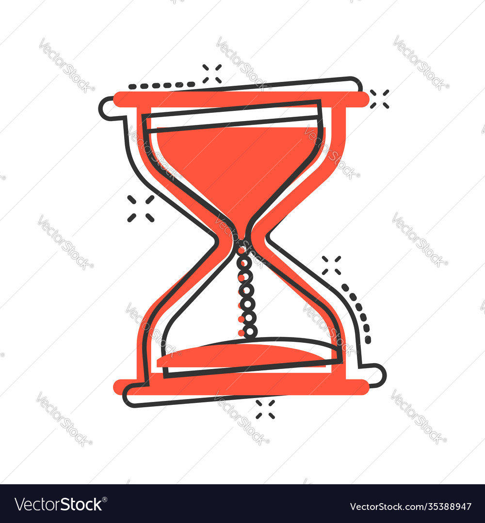 Hourglass Icon In Comic Style Sandglass Cartoon Vector Image