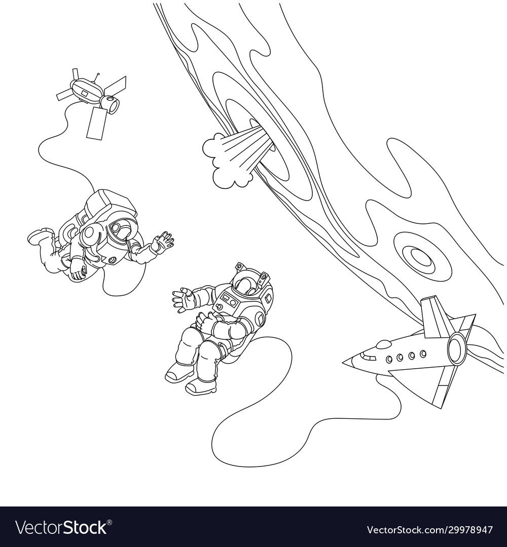 Meeting astronauts in spacesuits outer space vector image Meeting astronauts in spacesuits outer space