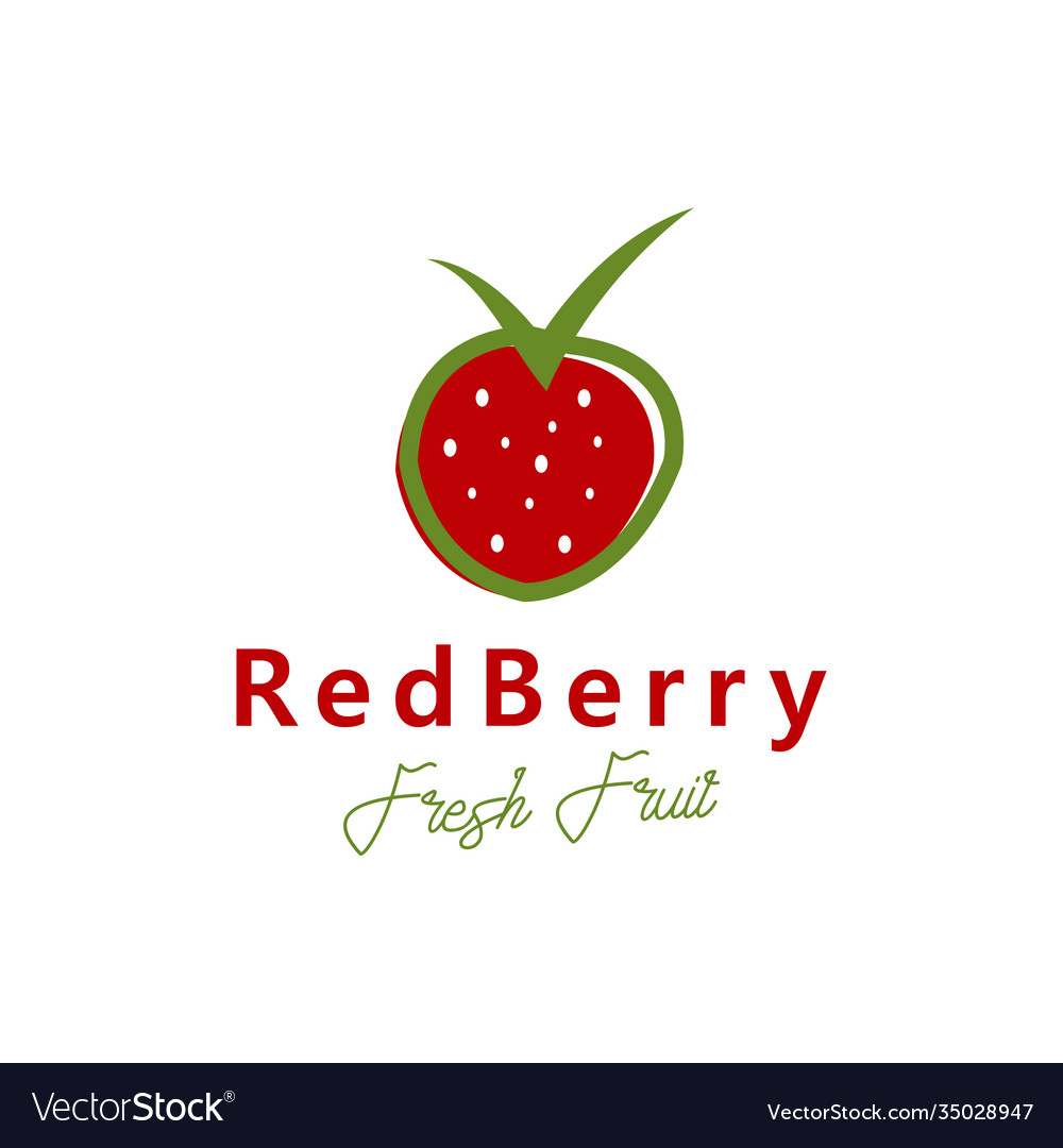 Red berry logo design for product and store berry Vector Image