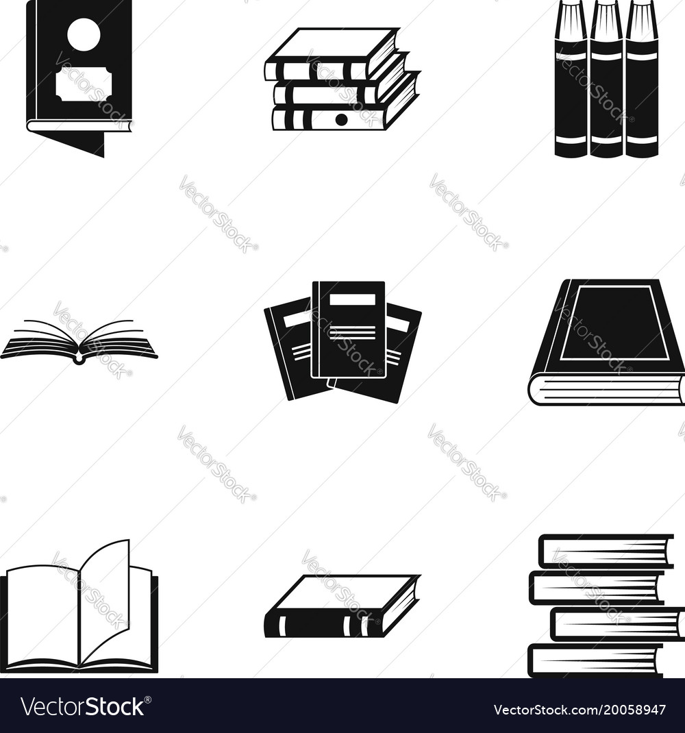 Reference icons set simple style Royalty Free Vector Image