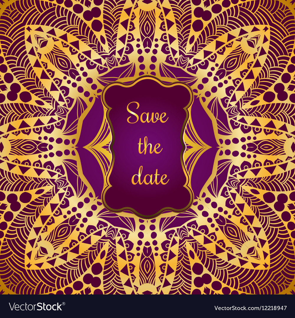 Rich gold invitation card in the indian style