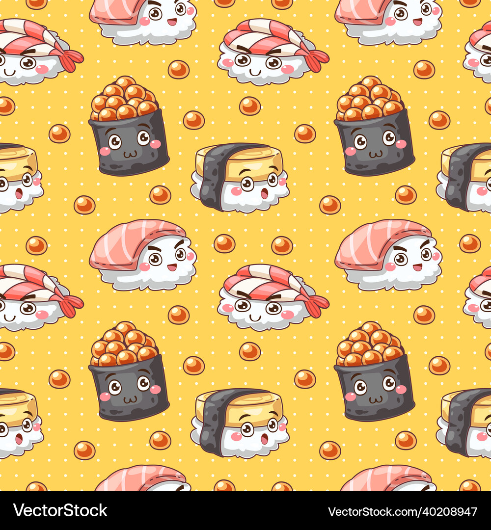 Seamless pattern with sushi set Royalty Free Vector Image