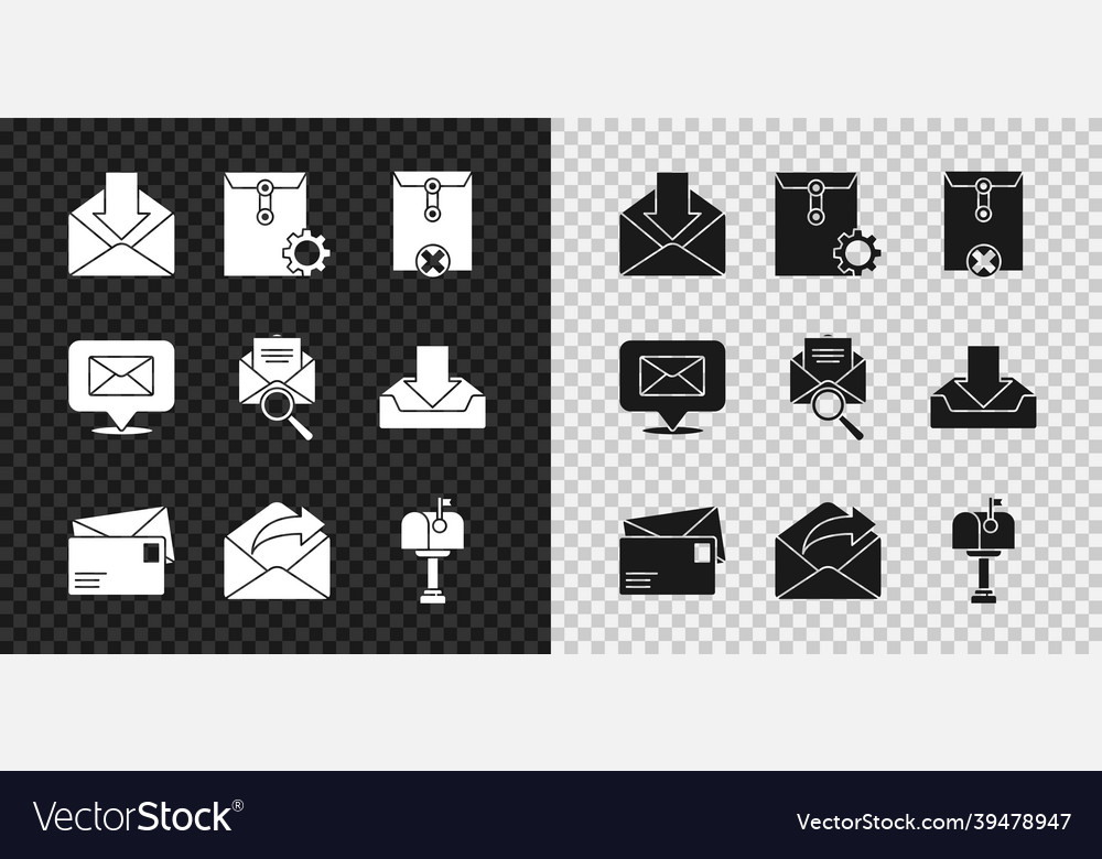 Set envelope setting delete outgoing vector image Set envelope setting delete outgoing