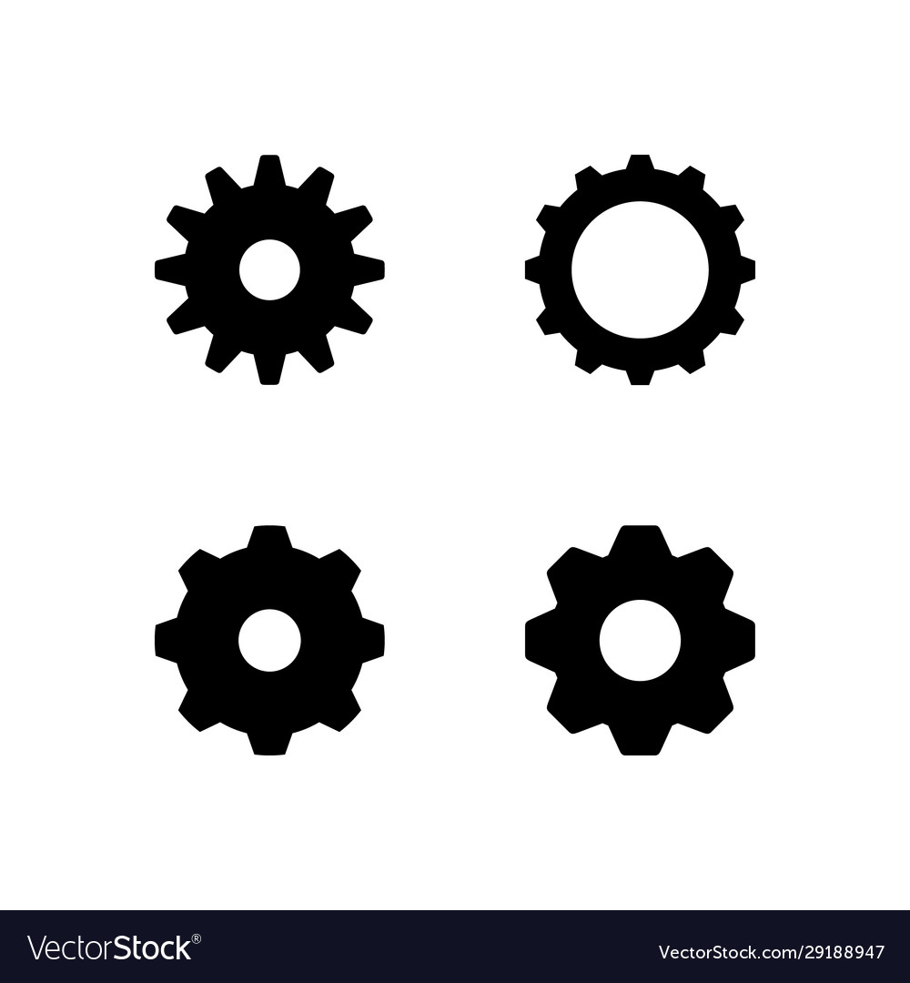 Set glyph icons cogwheel Royalty Free Vector Image