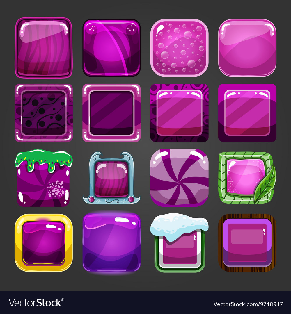 Set of different square buttons