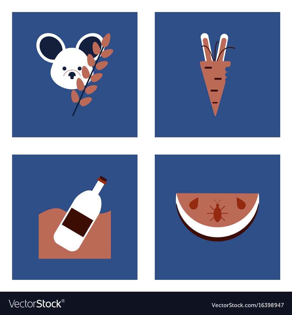 Set of modern eco system icons in flet style