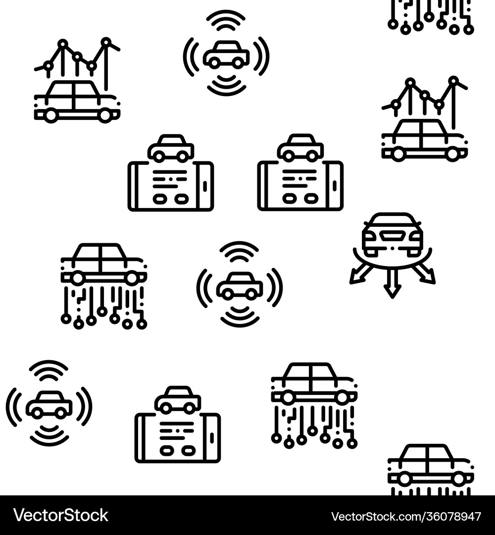Smart car technology seamless pattern Royalty Free Vector