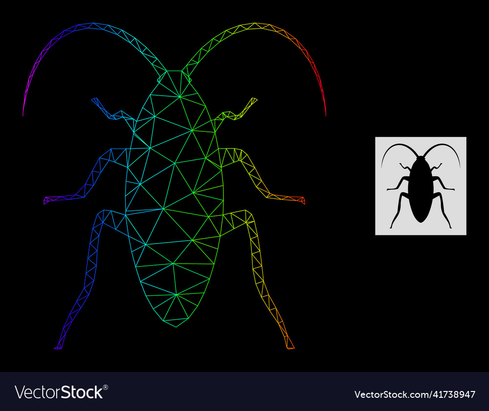 Spectrum gradient polygonal net cockroach icon