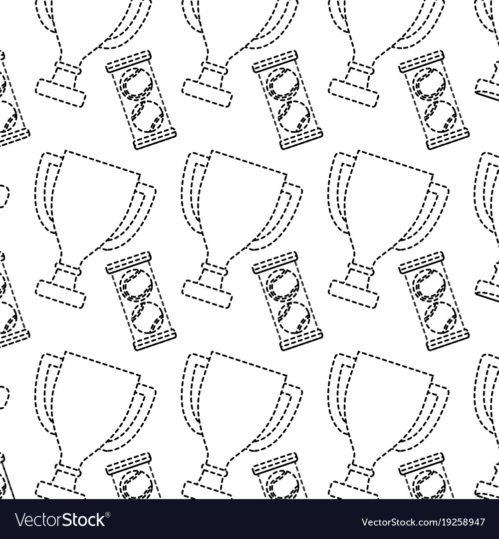 Sport tennis trophy ball box seamless pattern