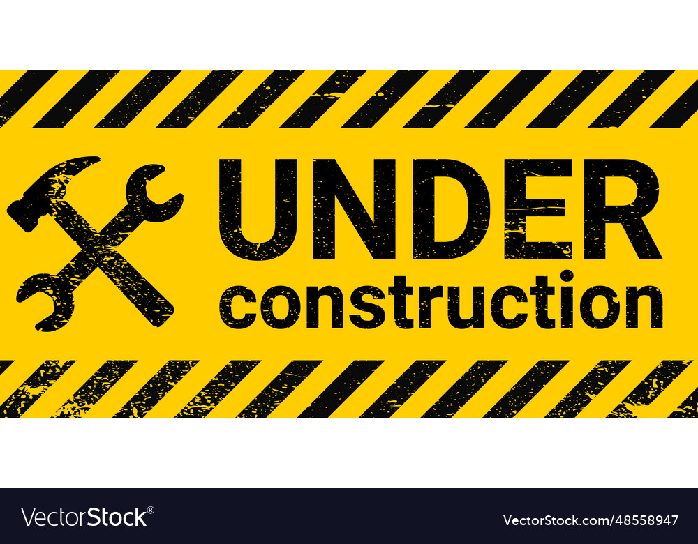 Under construction site banner sign black