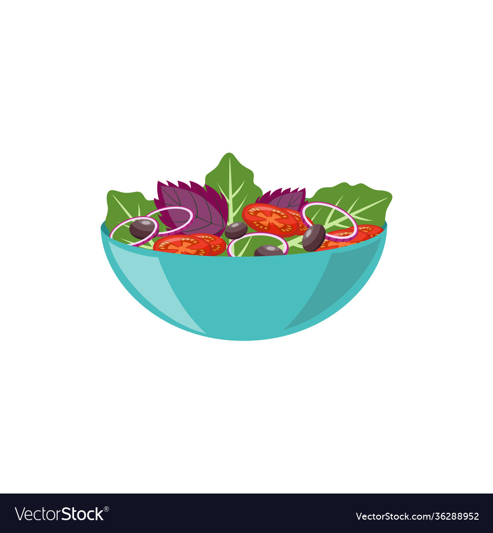 Bowl vegetarian dish with basil and tomato flat