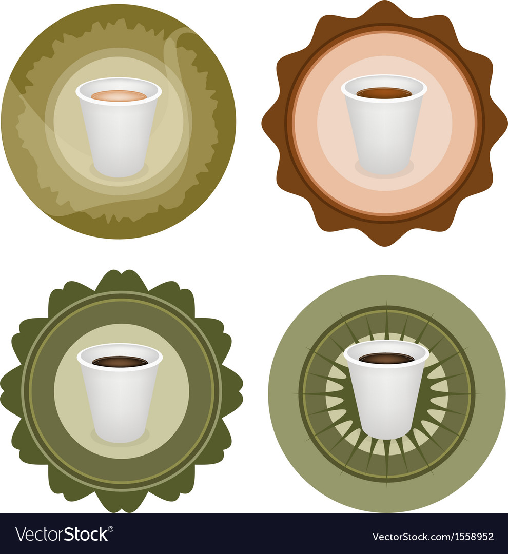 Four type of coffee in disposable cups label