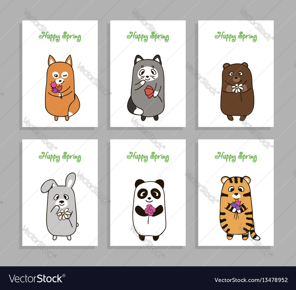 Funny animals hand drawn picture with Royalty Free Vector