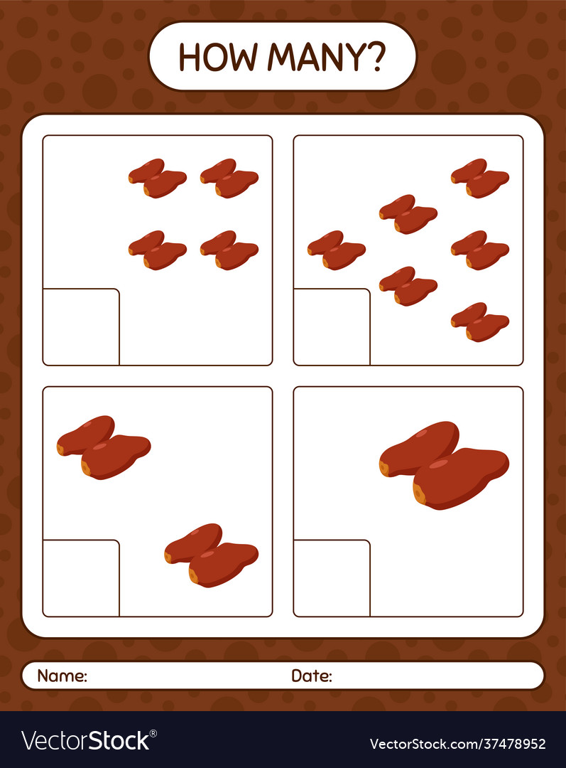 How many counting game with dates fruit worksheet