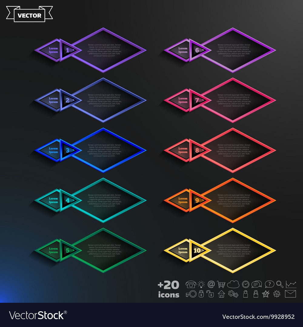 Infographic design list with rhomb
