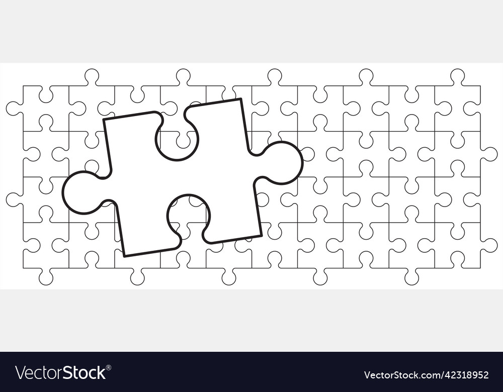 Jigsaw puzzle pieces connection line pattern vector image Jigsaw puzzle pieces connection line pattern