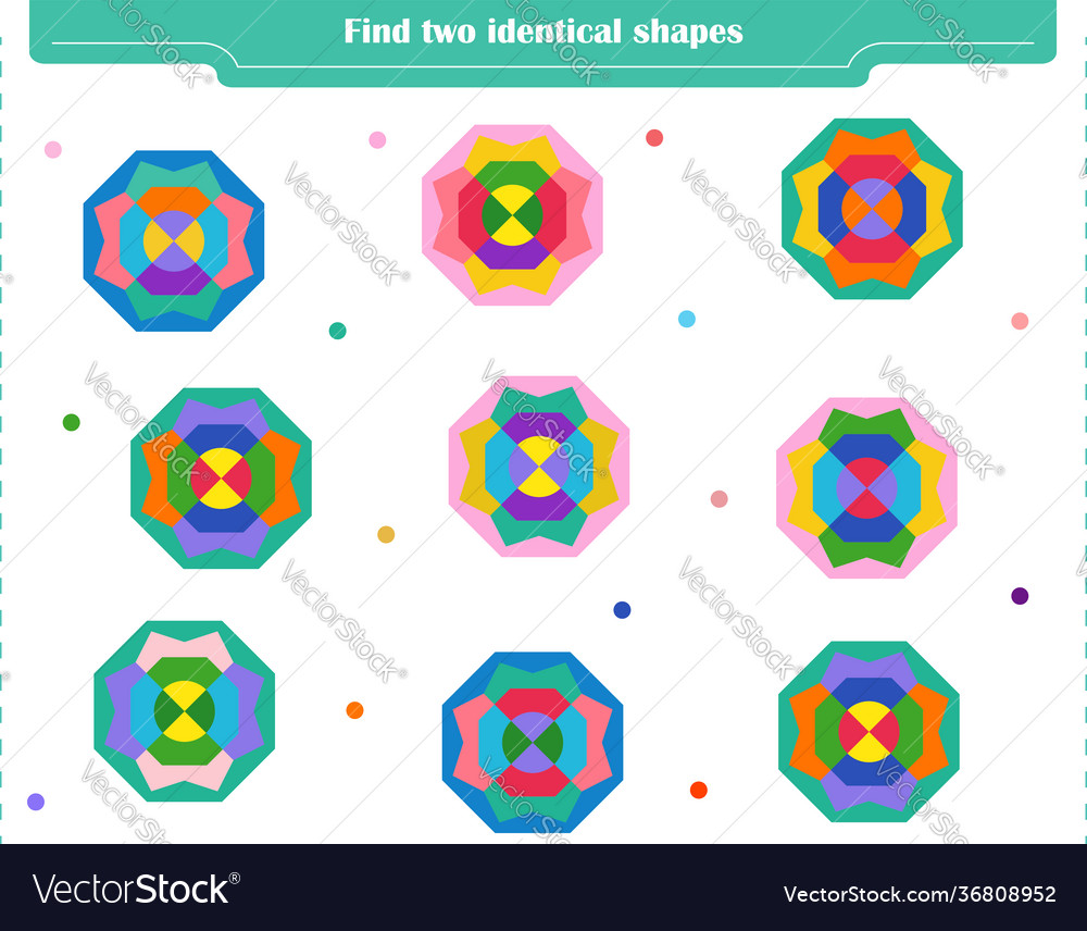 Logic game for children find two identical shape