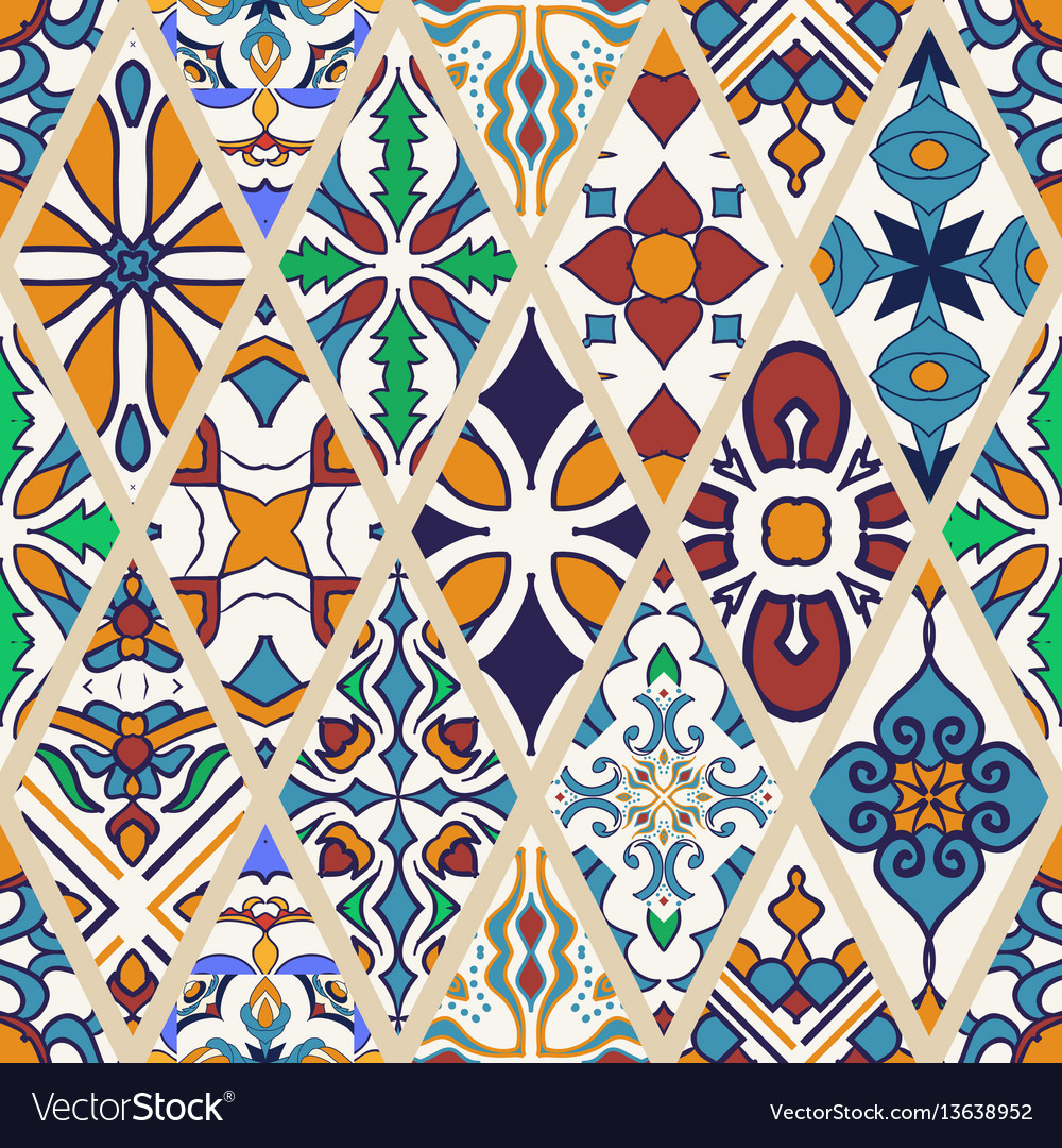 Seamless texture beautiful mega patchwork pattern Vector Image