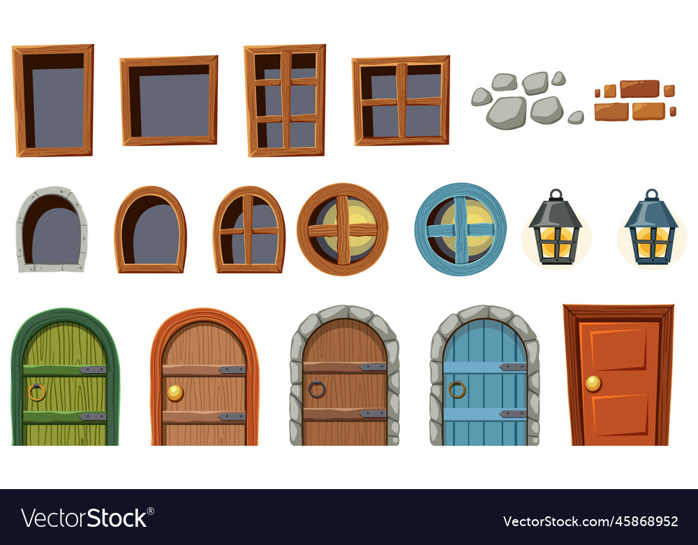Set of part house cartoon objects