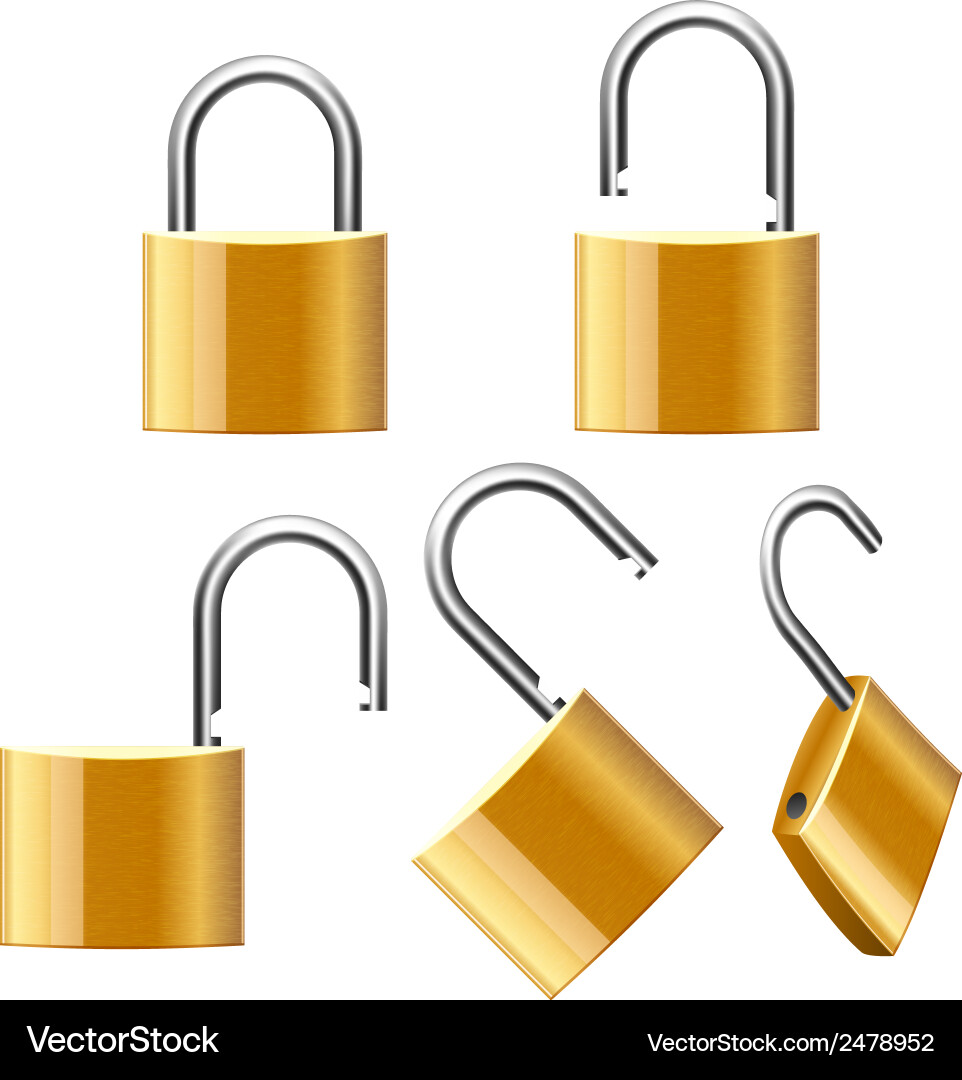 Set padlocks open and closed Royalty Free Vector Image