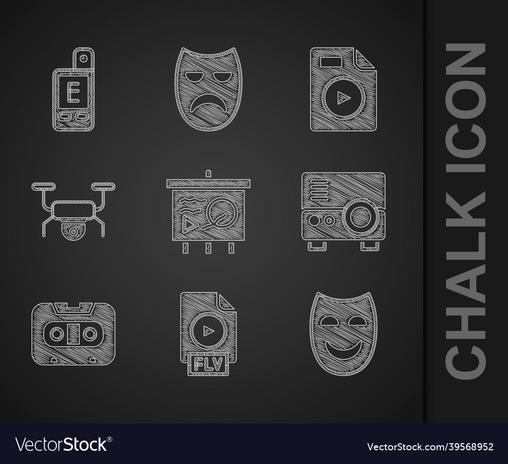 Set scenario on chalkboard flv file document Vector Image Set scenario on chalkboard flv file document