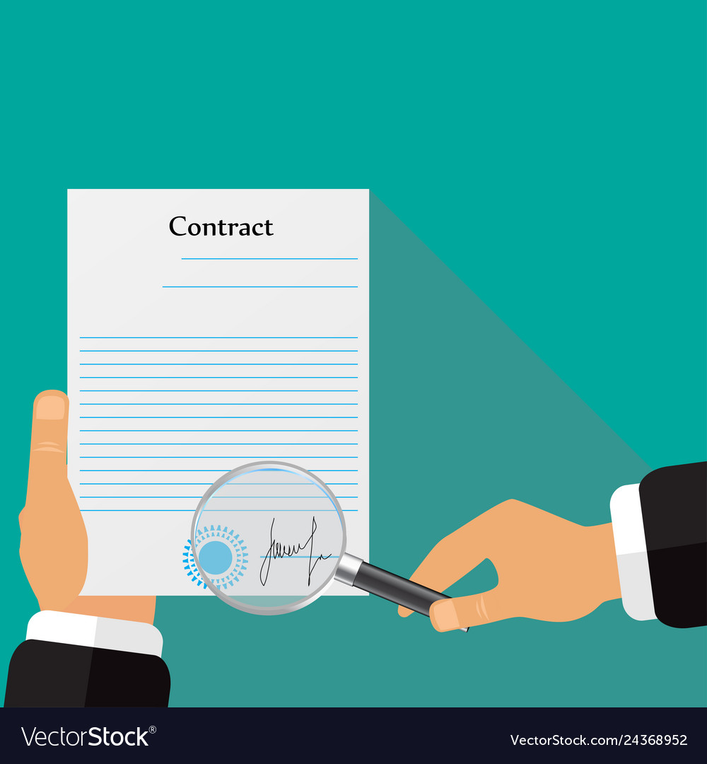 Signing of the contract signature verification Vector Image Signing of the contract signature verification