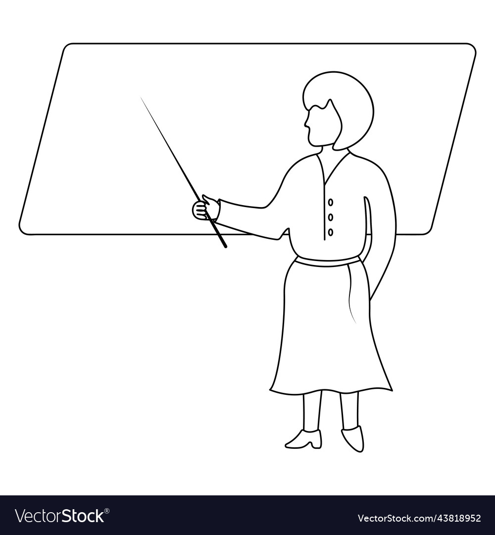 Teacher points to the blackboard with a pointer Vector Image Teacher points to the blackboard with a pointer