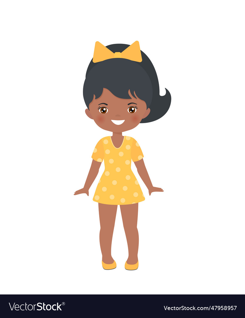 African american girl in yellow dress isolated