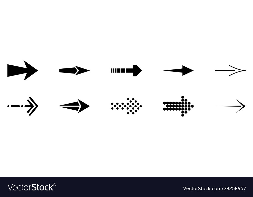 Arrows collection with elegant style and black vector image Arrows collection with elegant style and black