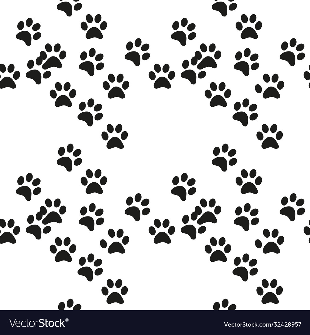 Black and white seamless pattern with paw prints Vector Image