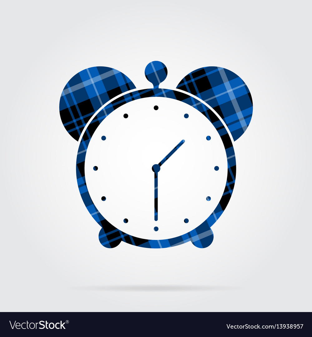 Blue black tartan isolated icon - alarm clock