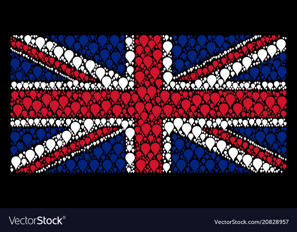 British flag mosaic of map pointer icons Vector Image British flag mosaic of map pointer icons