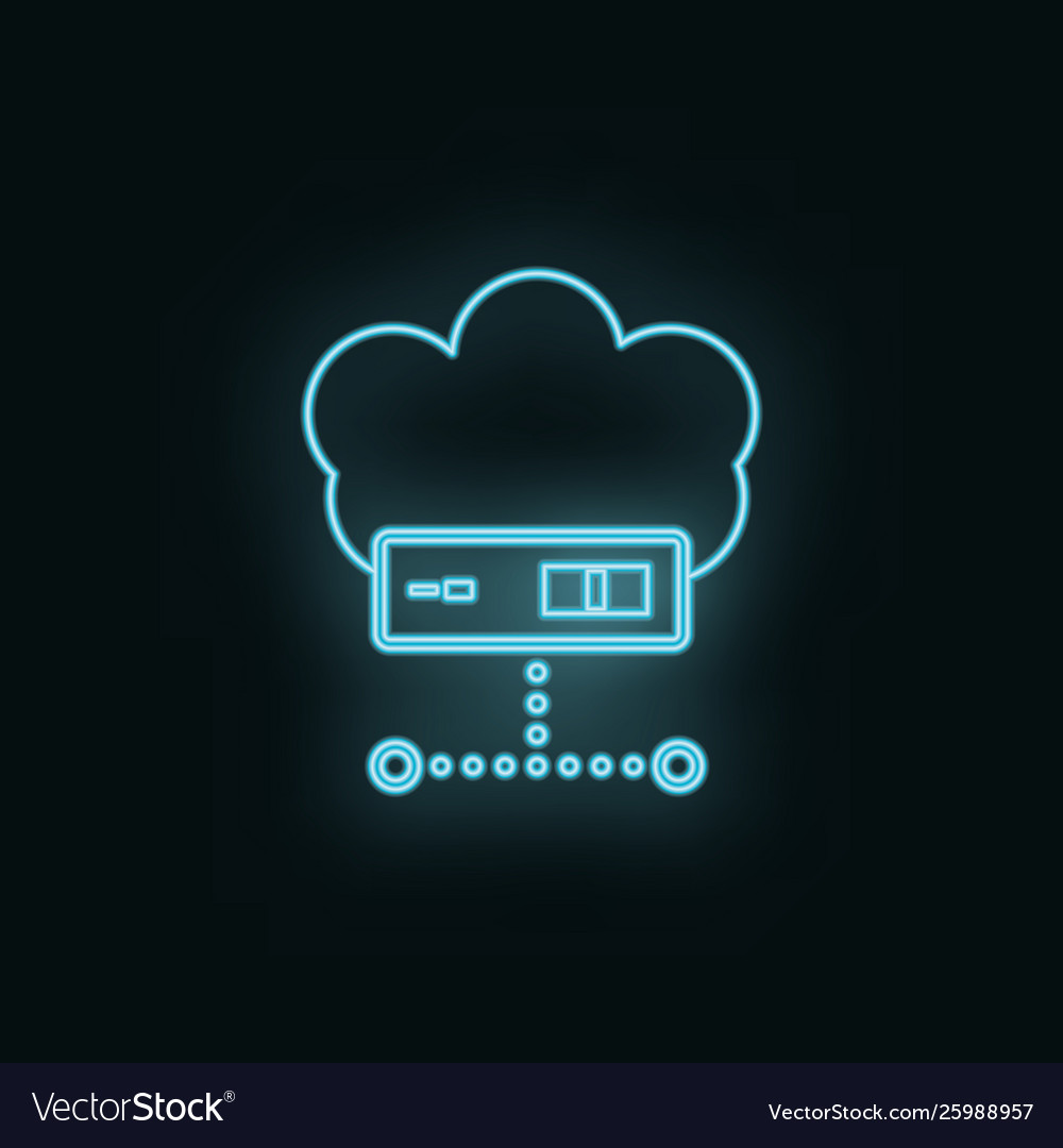 Cloud computing neon icon web development