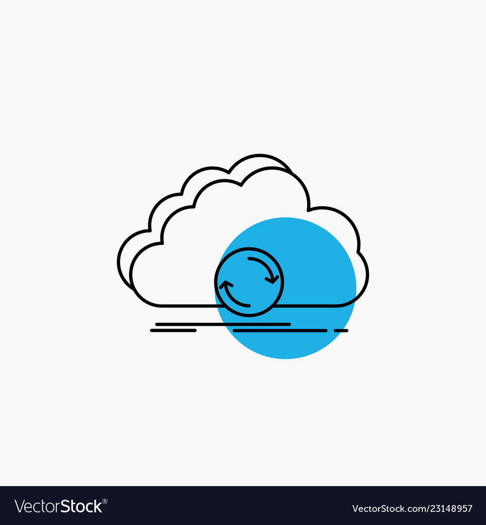Cloud syncing sync data synchronization line icon