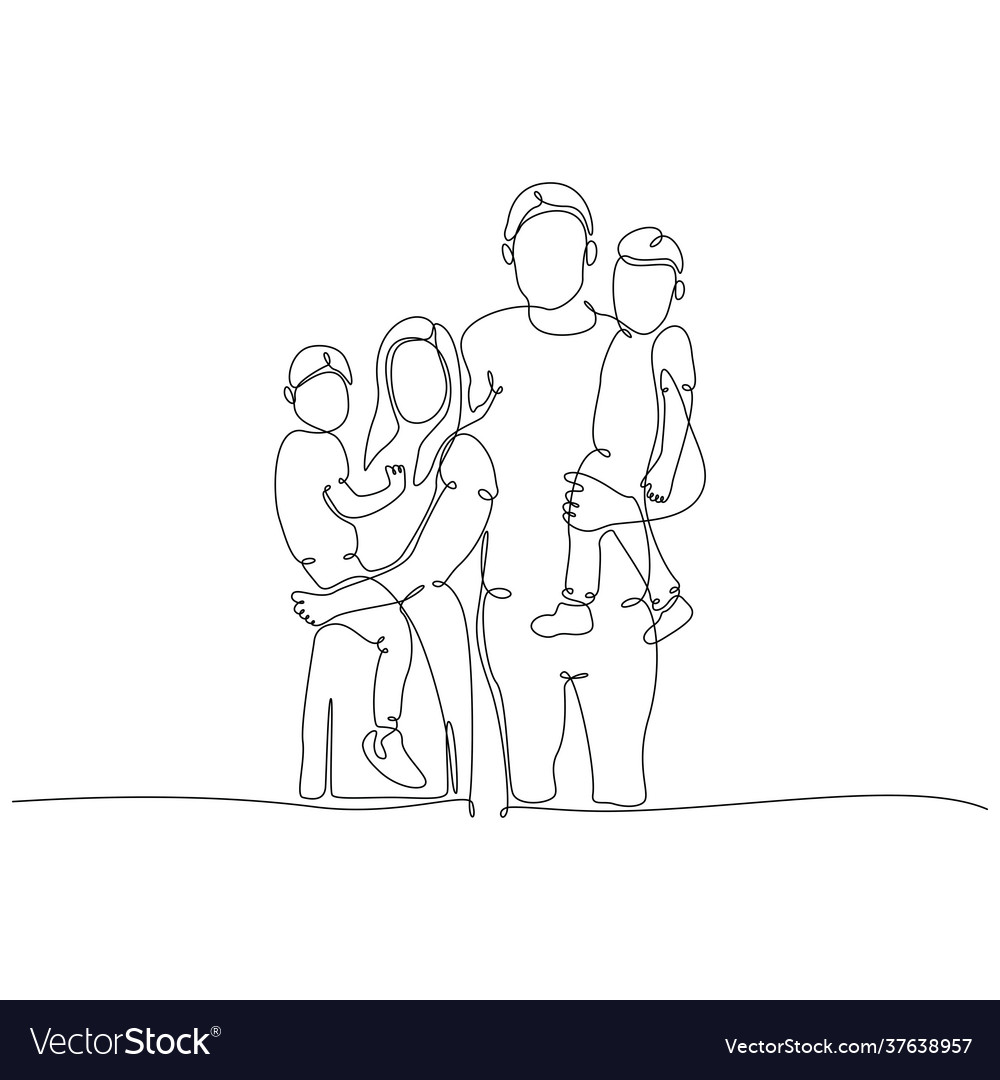 Continuous line drawing happy family profile Vector Image