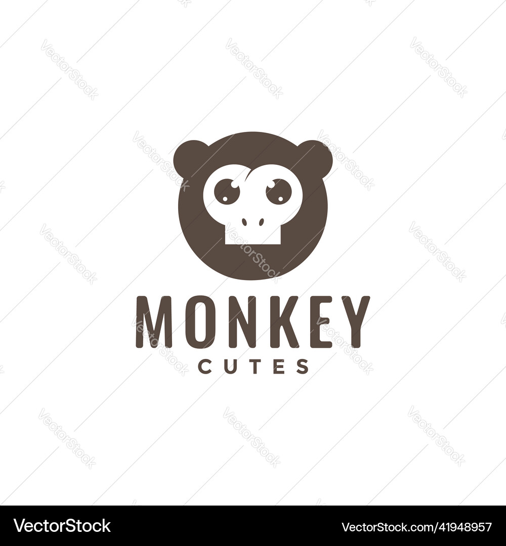 Face little monkey cute logo design graphic Vector Image