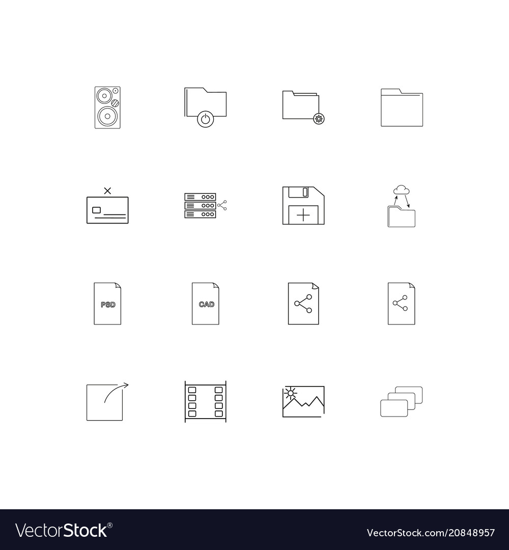 Files and folders sign linear thin icons set