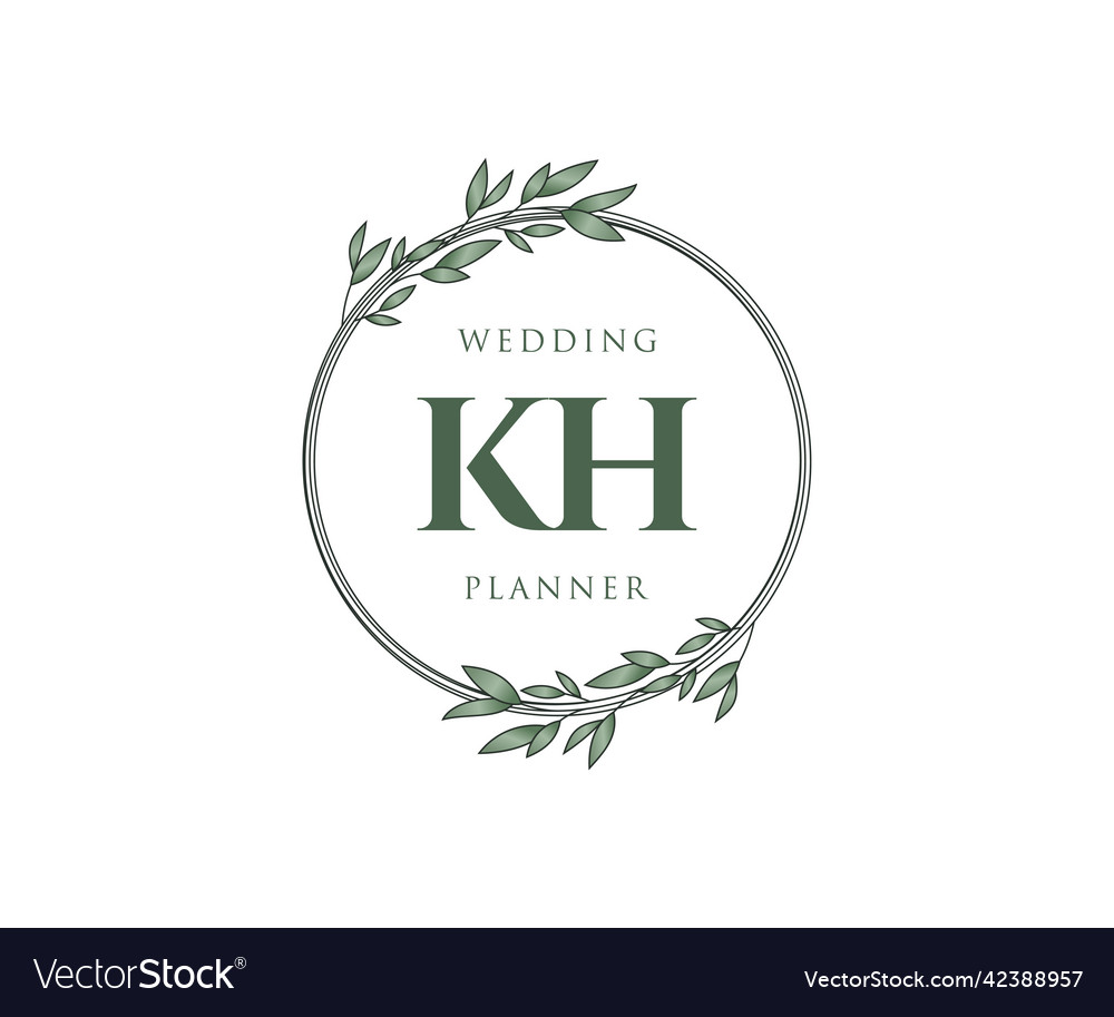 Kh initials letter wedding monogram logos Vector Image