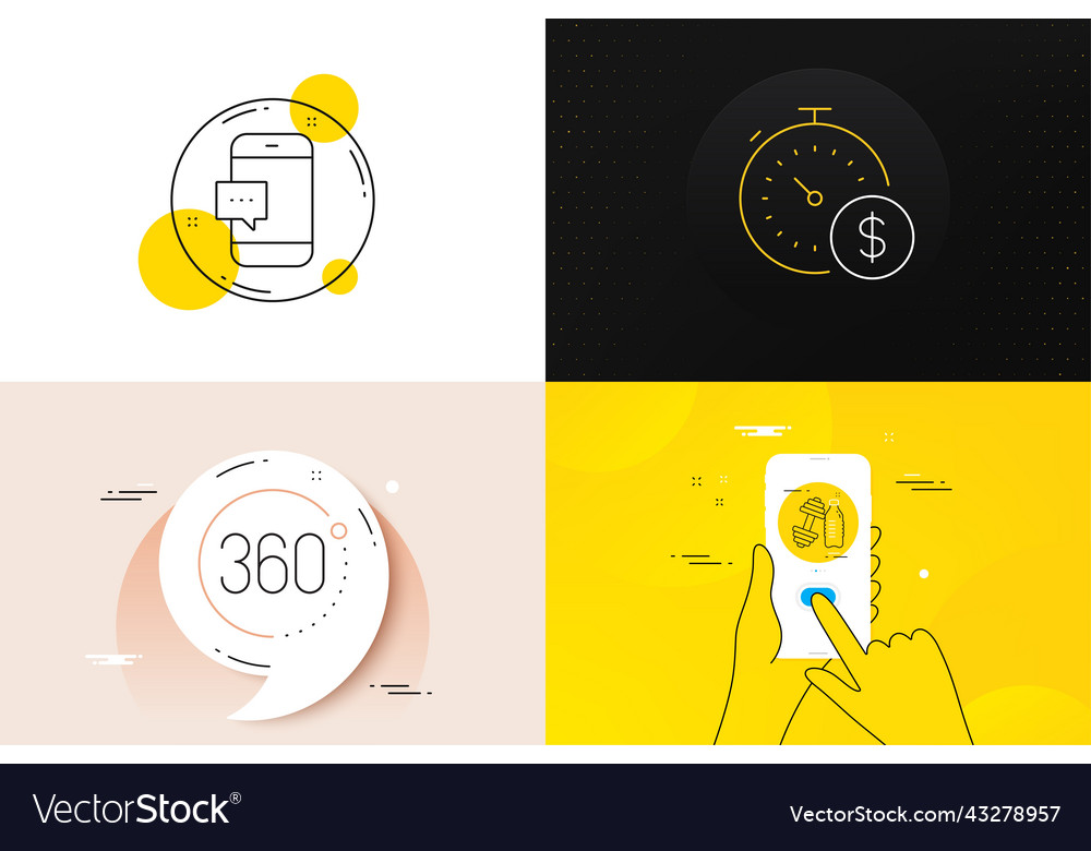 Minimal set of 360 degrees smartphone message Vector Image Minimal set of 360 degrees smartphone message