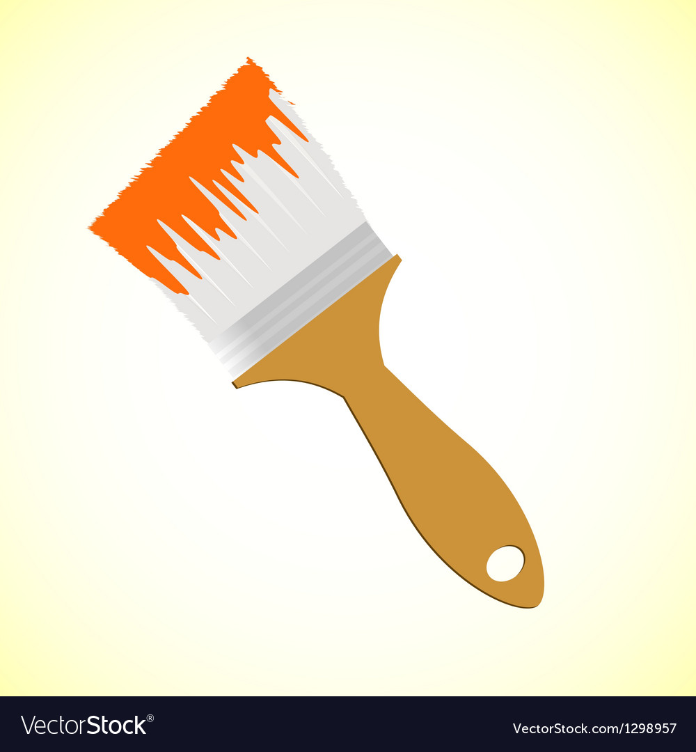 Orange paint brush on yellow smooth background Vector Image