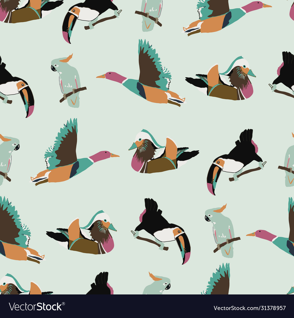 Seamless pattern background with birds vector image Seamless pattern background with birds