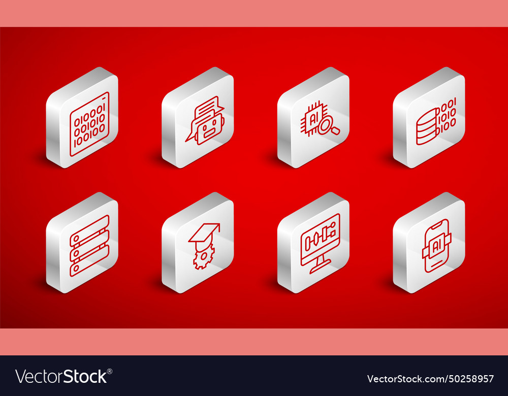 Set line artificial intelligence ai chat bot vector image Set line artificial intelligence ai chat bot