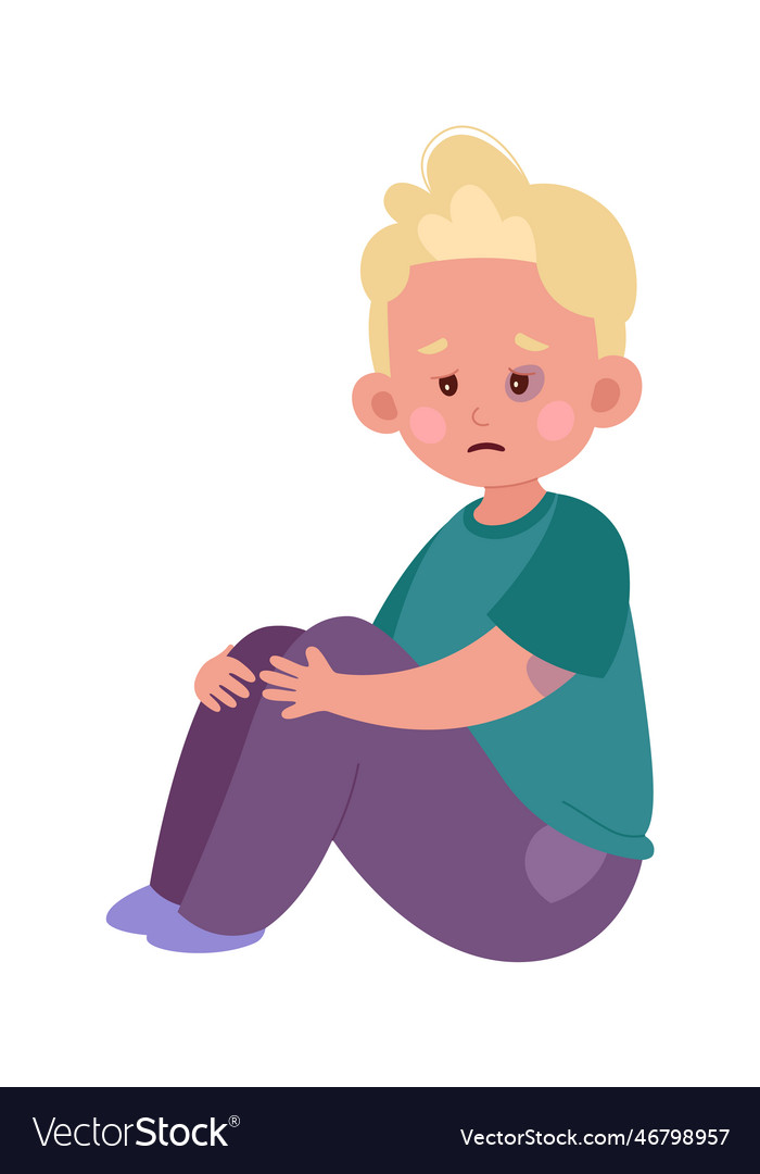 Sitting Sad Boy Royalty Free Vector Image Vectorstock 7902